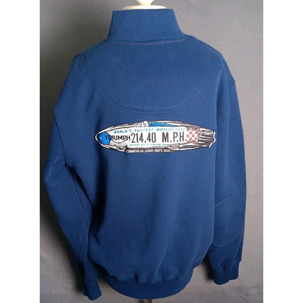 Triumph Speed Record Full zip Mens Jacket Size Large Blue Johnny Allen EUC
